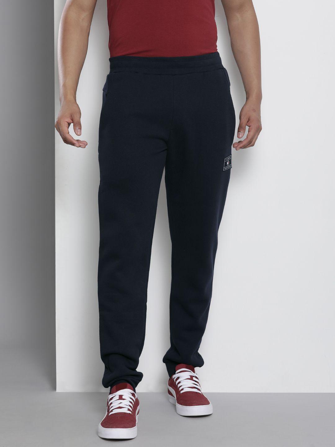 tommy hilfiger men navy blue solid joggers