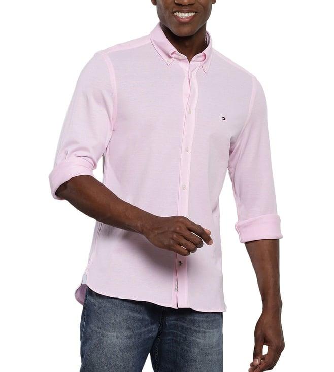 tommy hilfiger men pink solid regular fit shirt