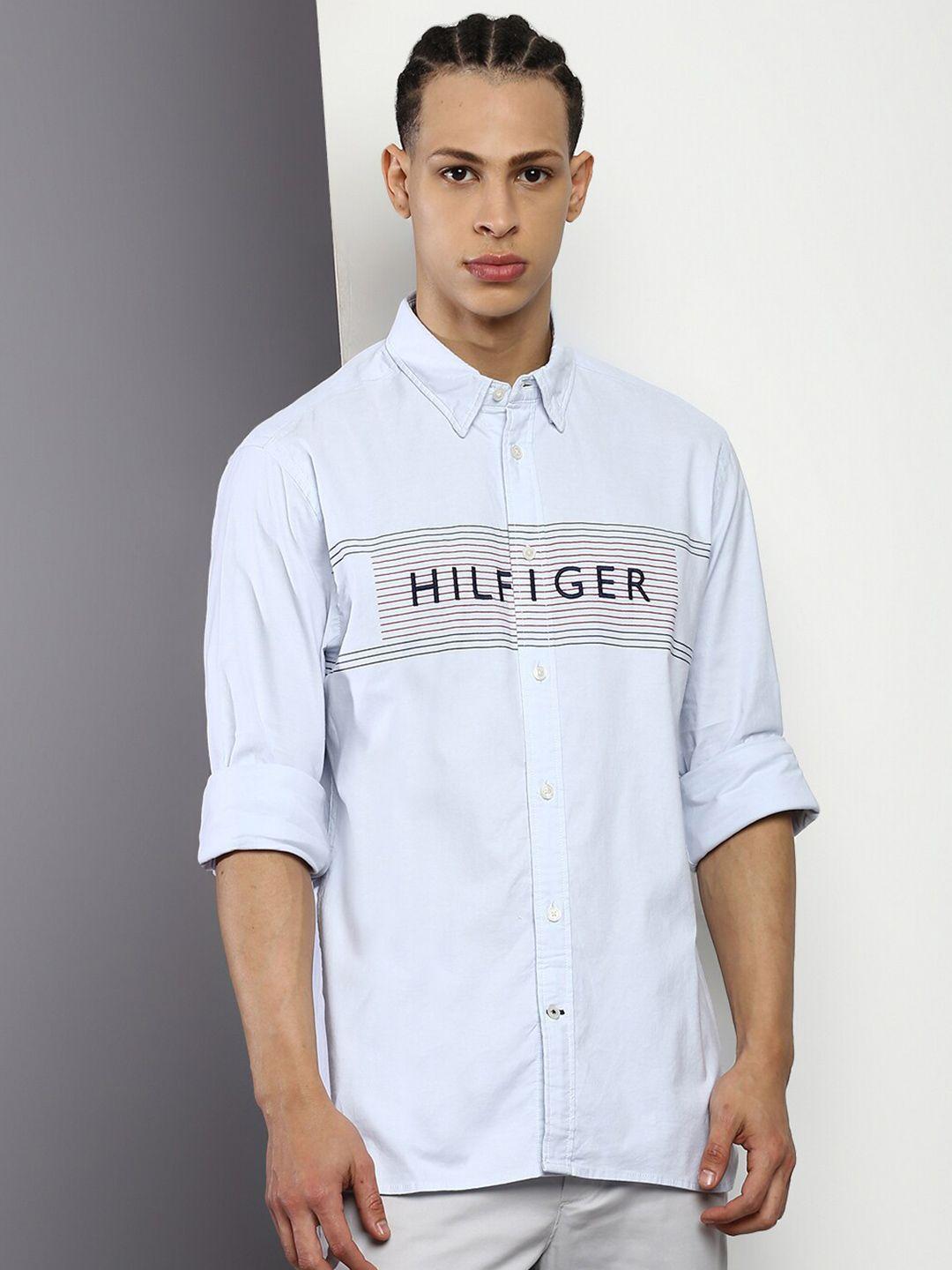 tommy hilfiger men printed casual cotton shirt