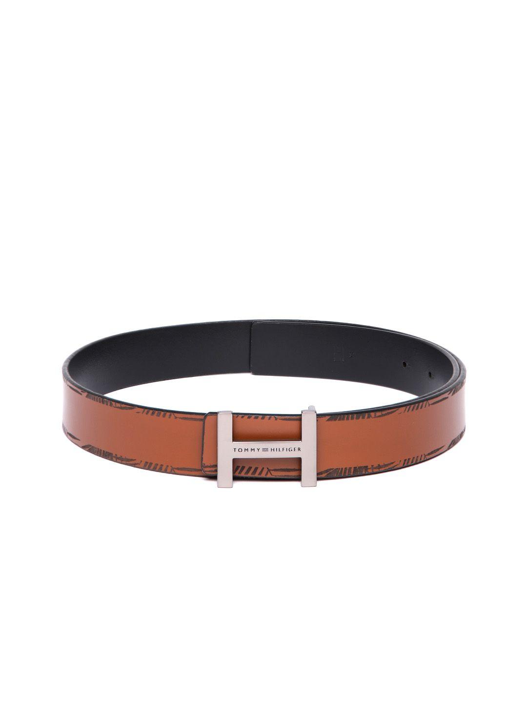 tommy hilfiger men printed leather belt