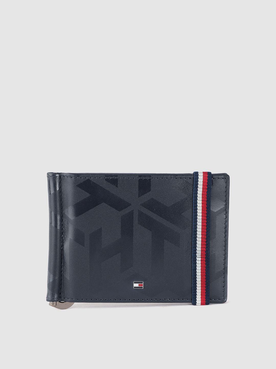 tommy hilfiger men printed leather money clip