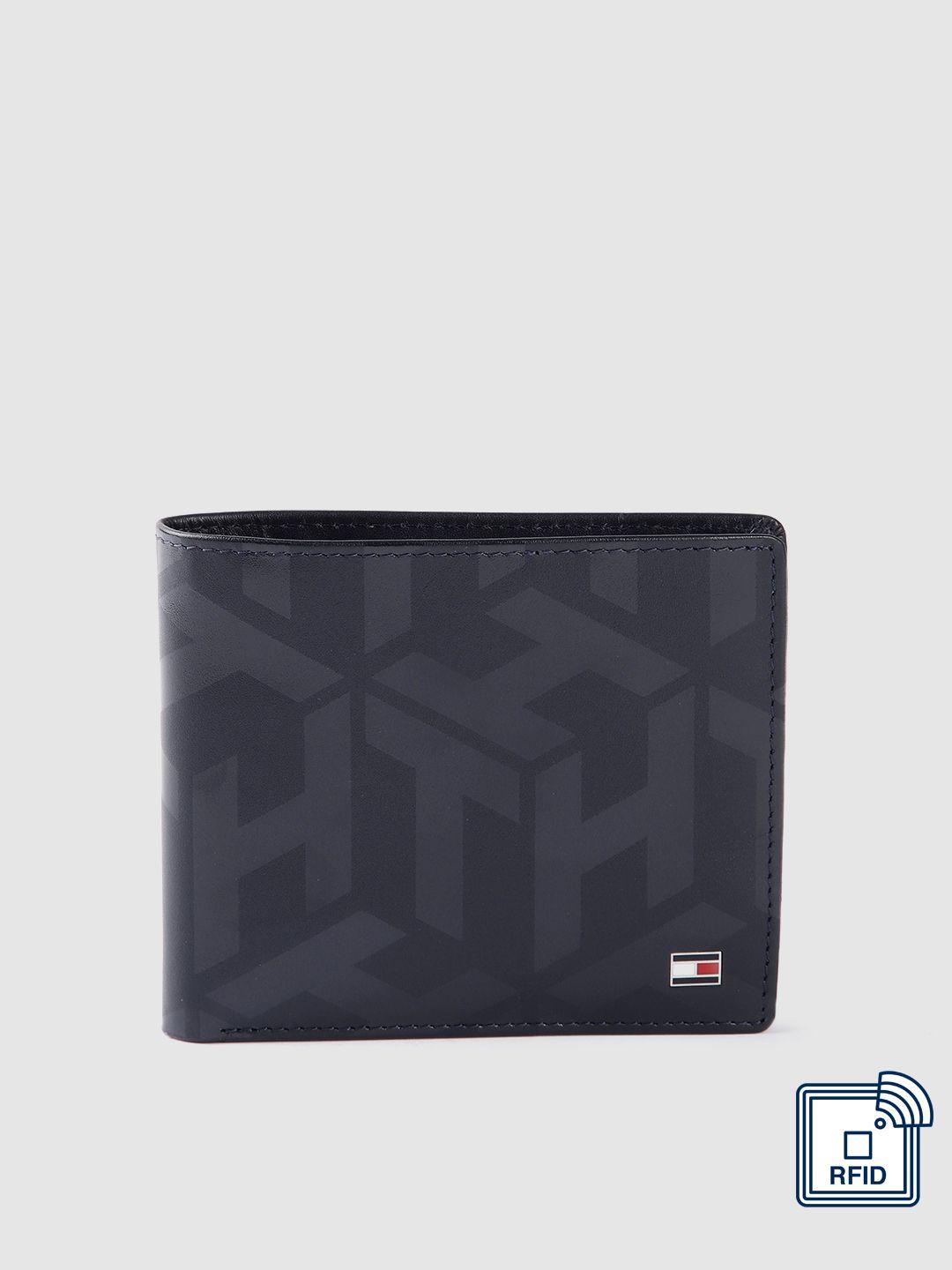 tommy hilfiger men printed leather two fold wallet
