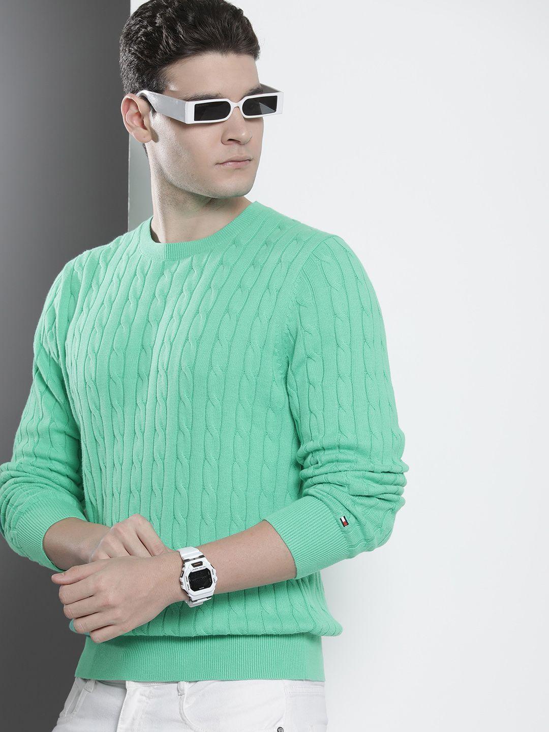 tommy hilfiger men pure cotton self design pullover