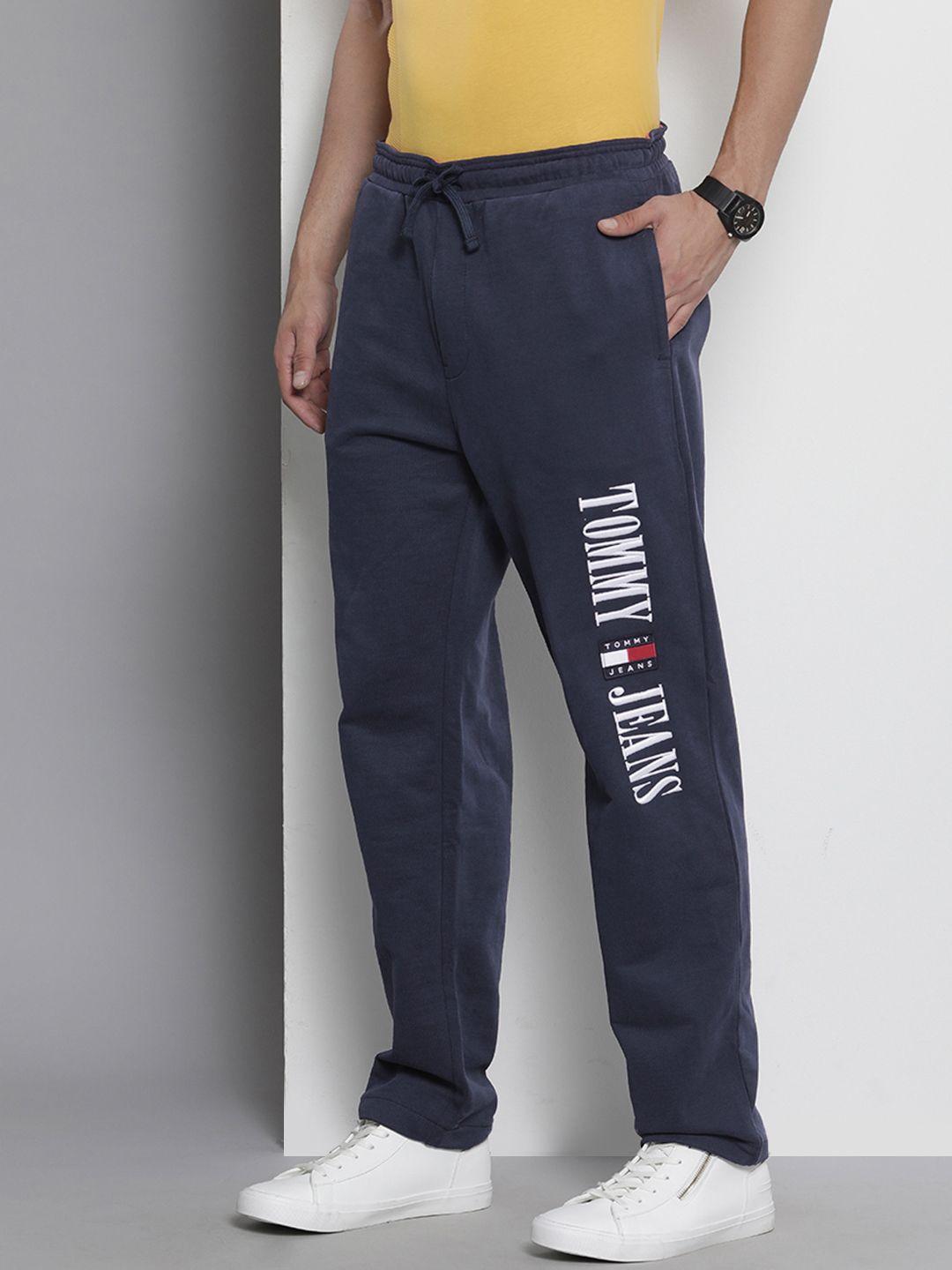 tommy hilfiger men sustainable pure cotton brand logo embroidered track pants