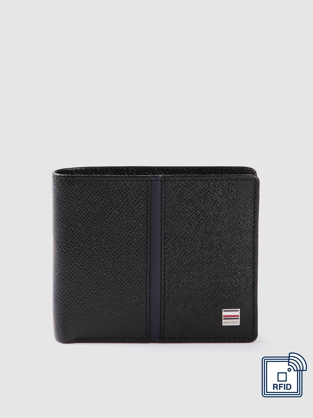 tommy hilfiger men textured leather two fold wallet