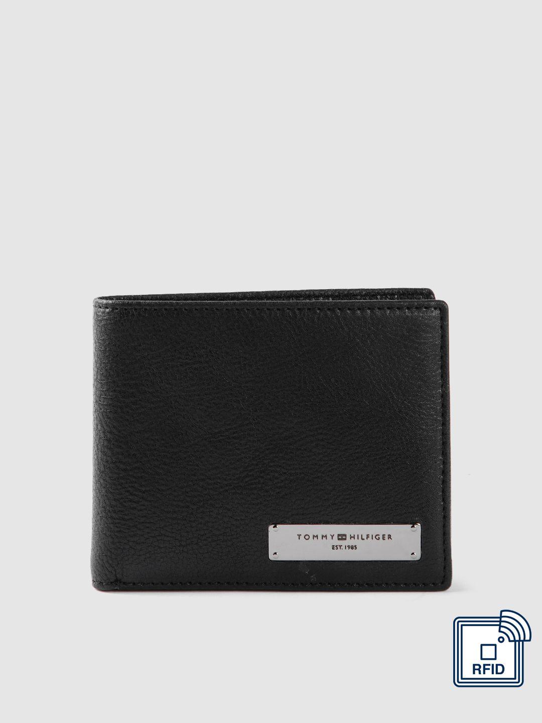 tommy hilfiger men textured leather two fold wallet