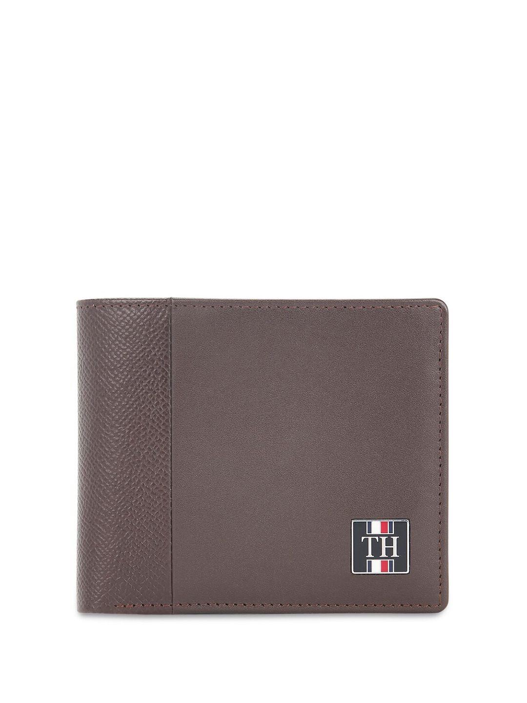 tommy hilfiger men textured leather two fold wallet