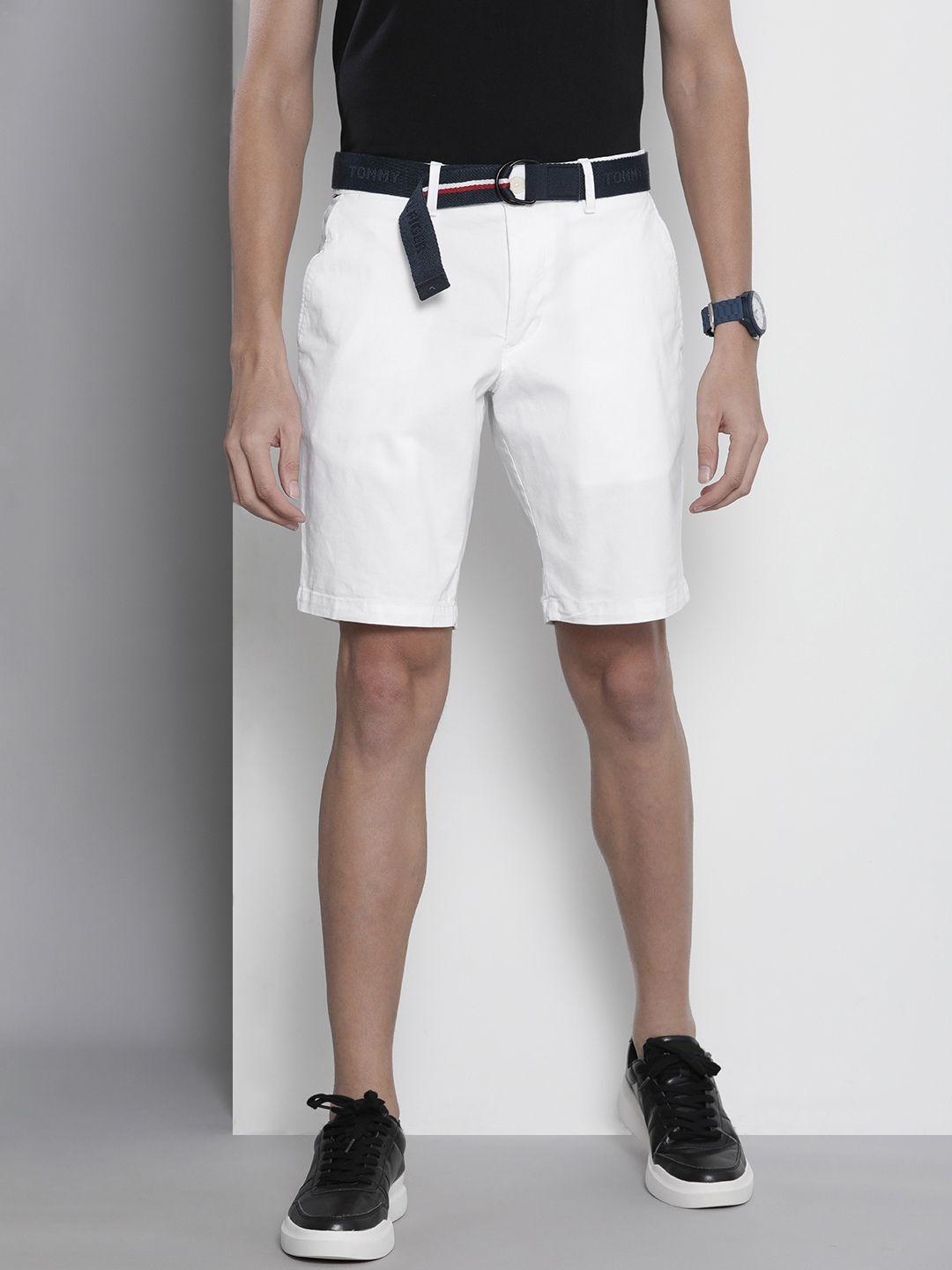 tommy hilfiger men white solid chino shorts