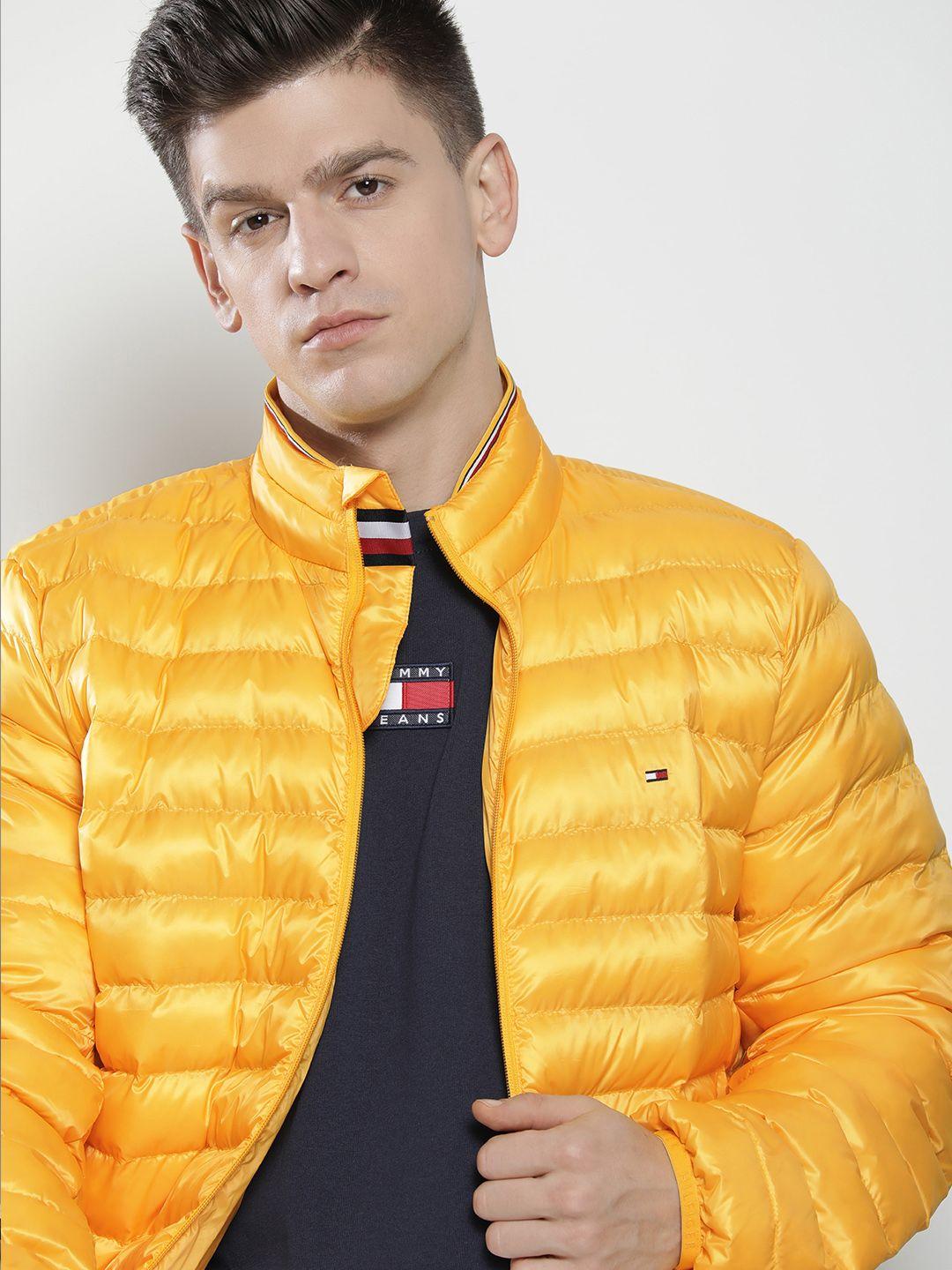 tommy hilfiger men yellow solid insulator puffer jacket
