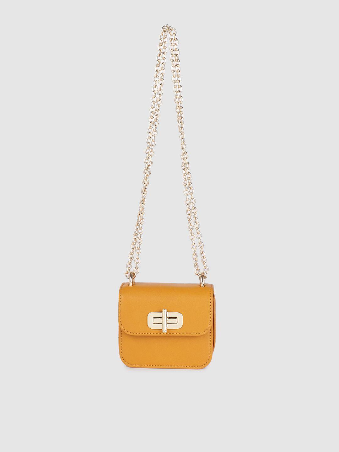 tommy hilfiger mustard yellow leather mini shoulder bag