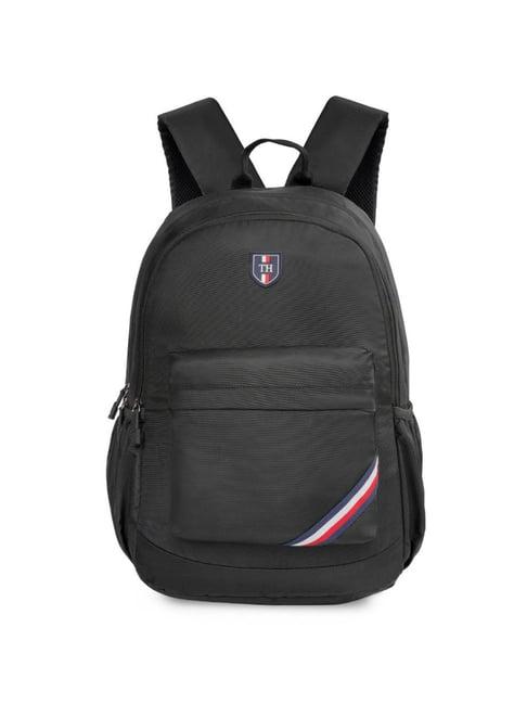 tommy hilfiger nadal black polyester solid laptop backpack - 31 ltrs