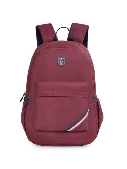 tommy hilfiger nadal wine polyester solid laptop backpack - 31 ltrs