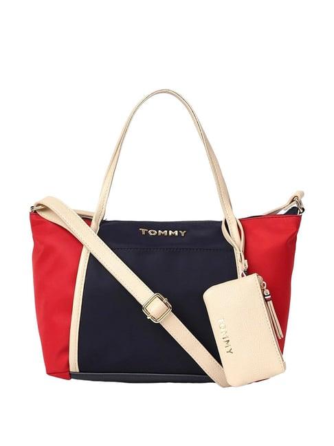 tommy hilfiger navy & red anastasia ii bowler bag