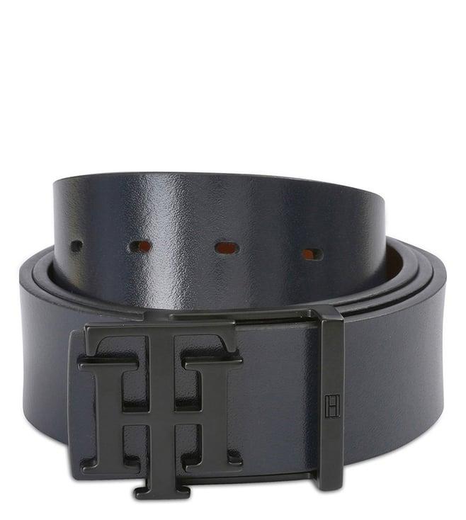 tommy hilfiger navy & tan welles reversible leather belt