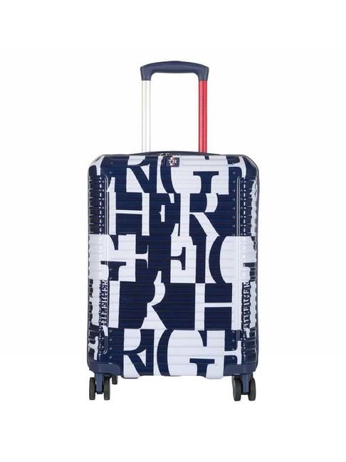 tommy hilfiger navy & white colorado spring hard case printed large checked luggage