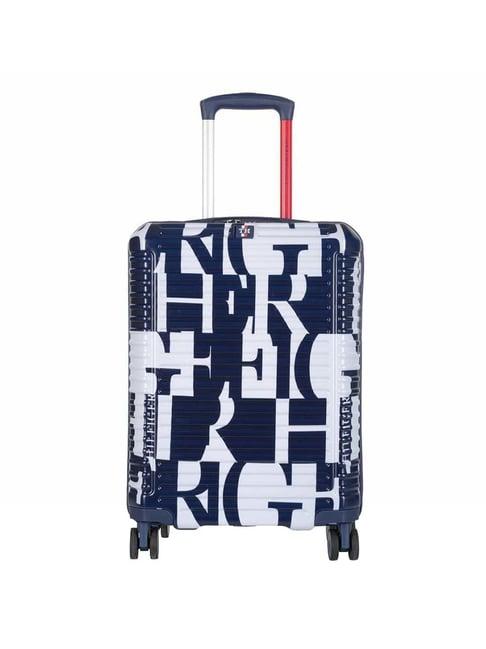 tommy hilfiger navy & white colorado spring hard case printed small checked luggage