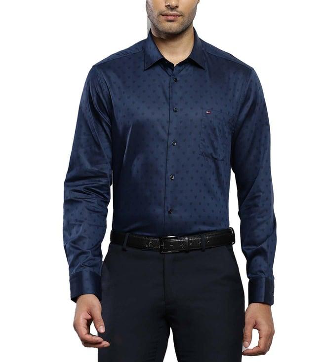 tommy hilfiger navy blue floral regular fit shirt