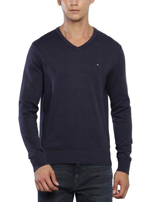 tommy hilfiger navy cotton regular fit sweatshirt