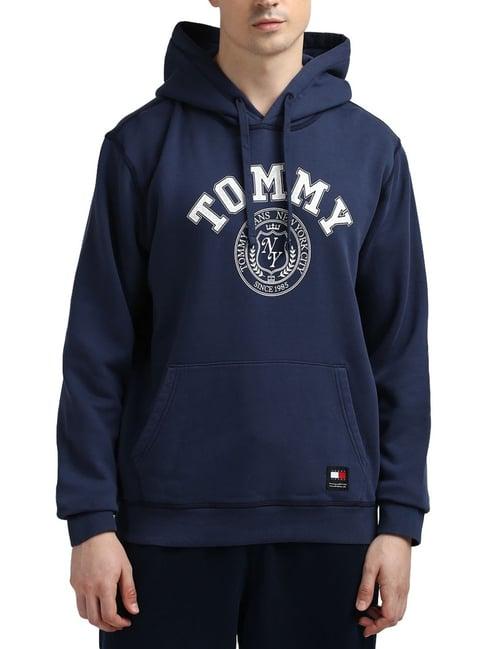 tommy hilfiger navy logo regular fit hoodie