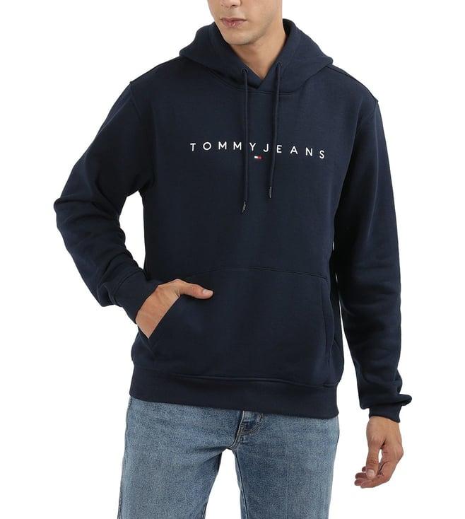 tommy hilfiger navy logo regular fit hoodie