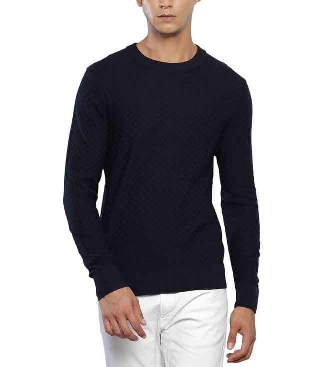 tommy hilfiger navy self regular fit sweater