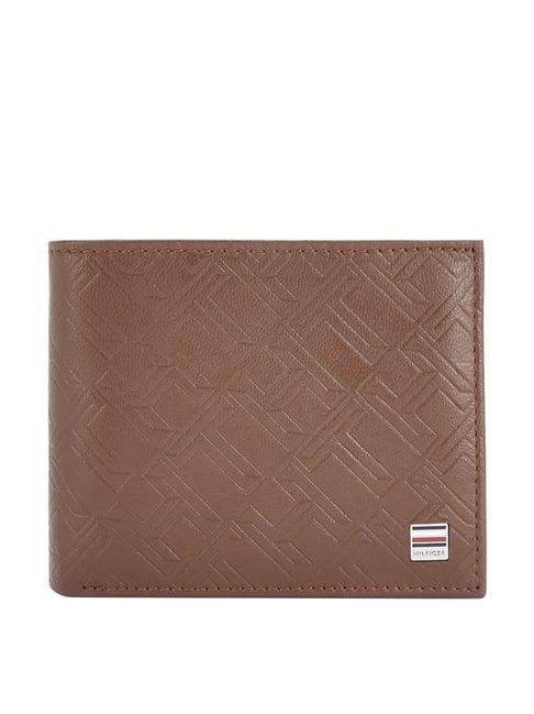 tommy hilfiger newark brown casual leather bi-fold wallet for men