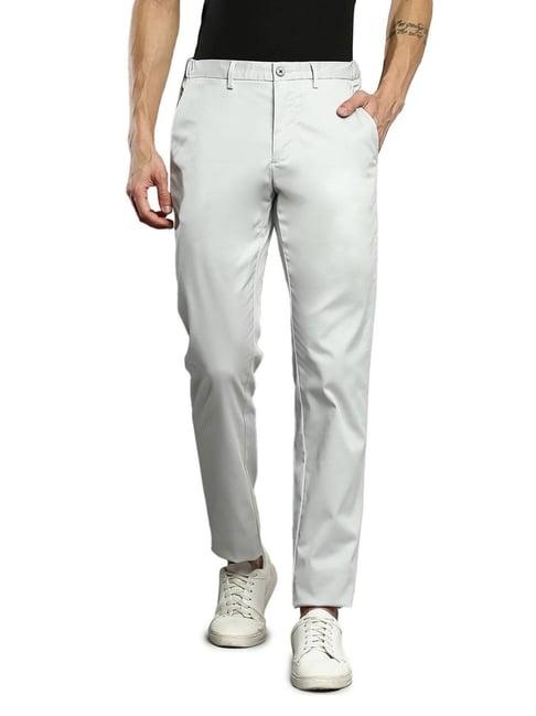 tommy hilfiger october grey cotton straight fit trousers