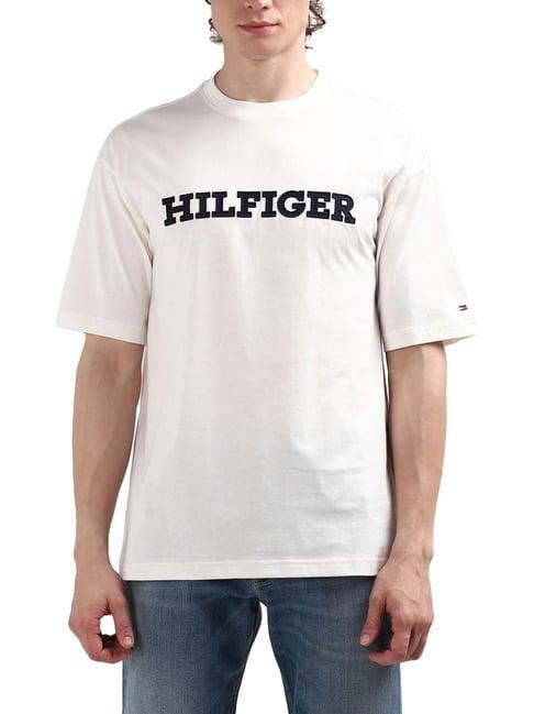 tommy hilfiger off white regular fit printed t-shirt