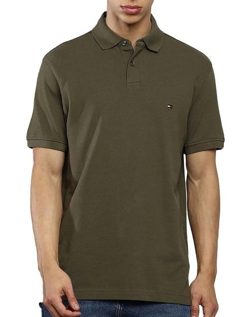 tommy hilfiger olive cotton regular fit polo t-shirt