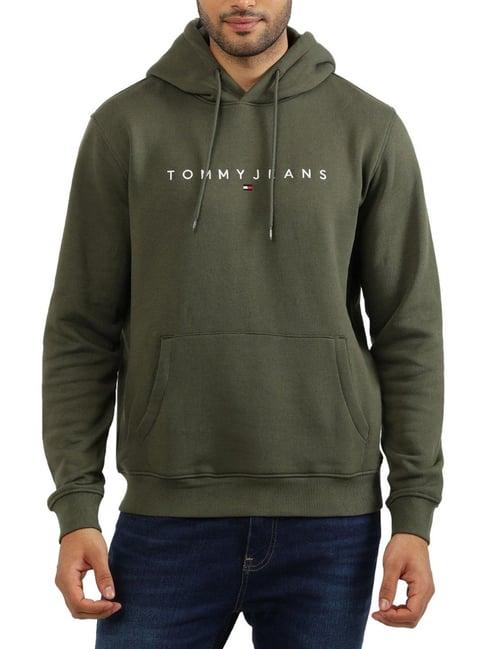 tommy hilfiger olive logo regular fit hoodie