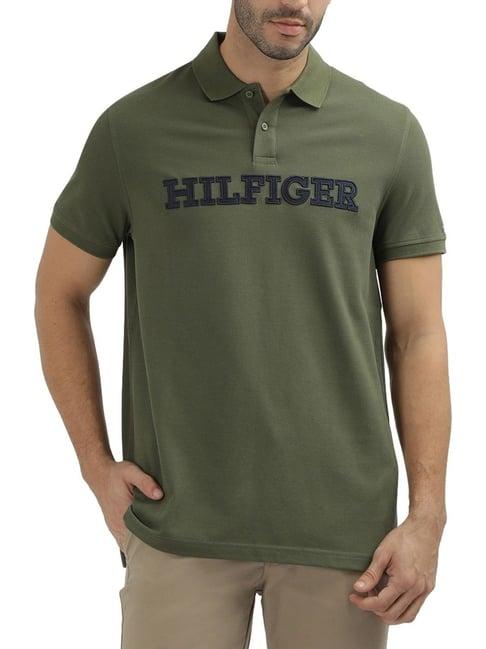 tommy hilfiger olive logo regular fit polo t-shirt