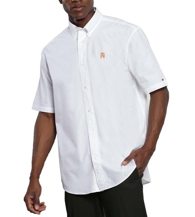 tommy hilfiger optic white solid relaxed fit shirt