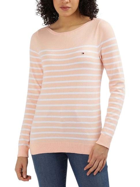 tommy hilfiger orange stripes regular fit sweater