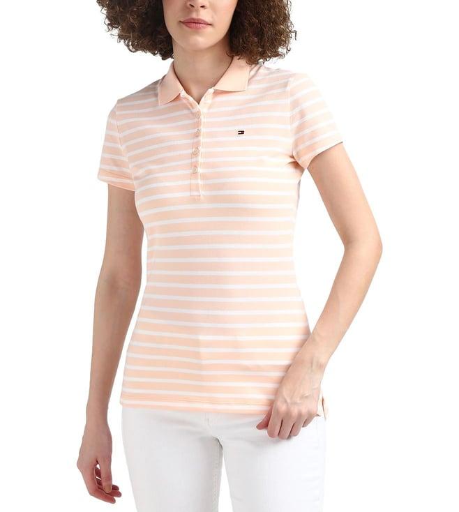 tommy hilfiger orange stripes slim fit polo t-shirt