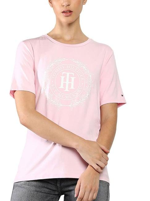 tommy hilfiger pastel pink printed regular fit t-shirt