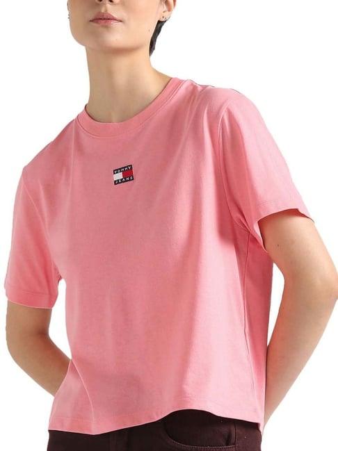 tommy hilfiger pink cotton regular fit t-shirt