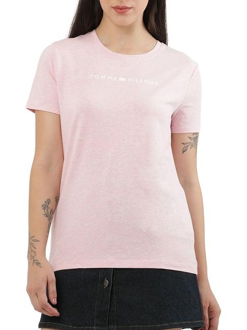 tommy hilfiger pink logo regular fit t-shirt