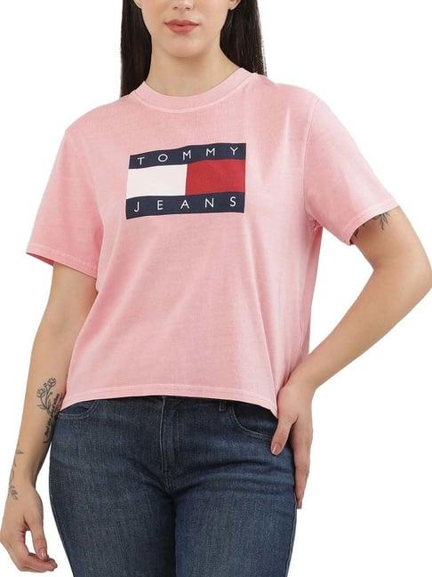 tommy hilfiger pink logo regular fit t-shirt