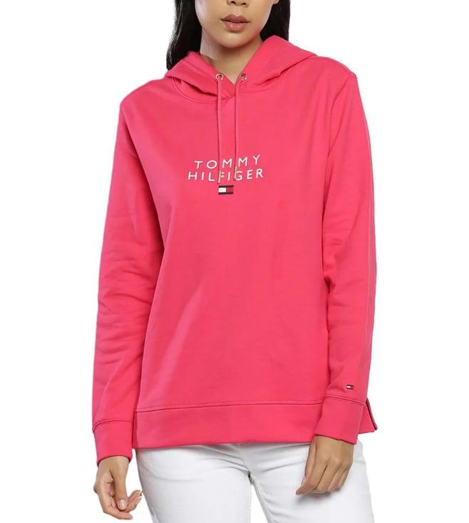 tommy hilfiger pink splendor embroidery regular hoodie