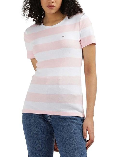 tommy hilfiger pink stripes regular fit t-shirt