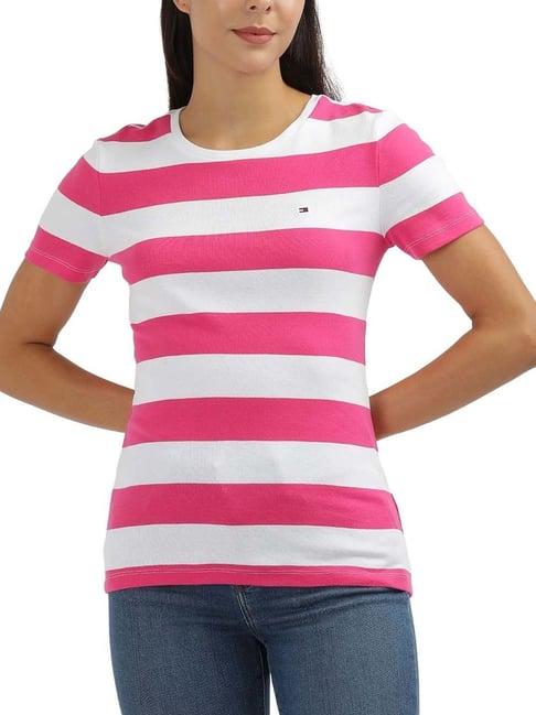 tommy hilfiger pink stripes regular fit t-shirt