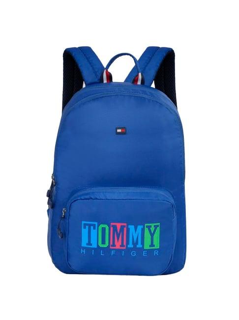 tommy hilfiger pinocchio space blue polyester solid backpack - 11 ltrs