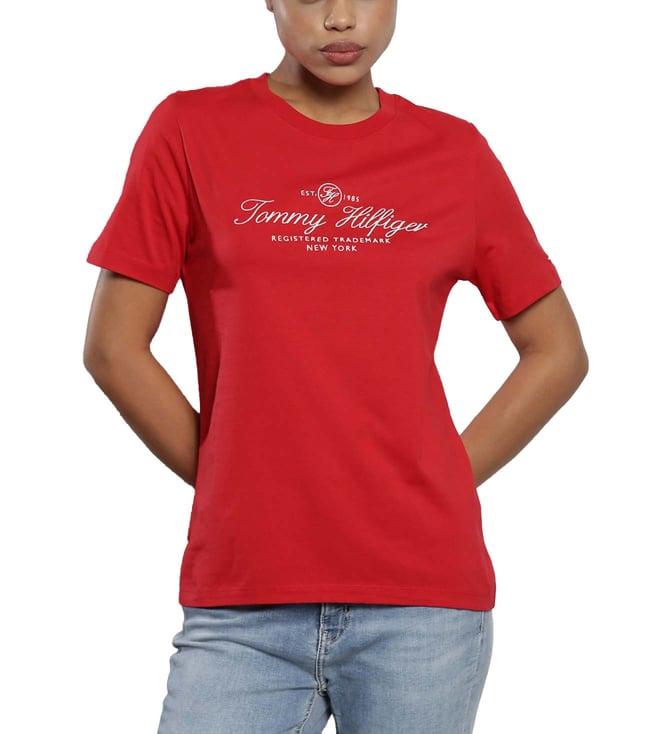 tommy hilfiger primary red logo regular fit t-shirt