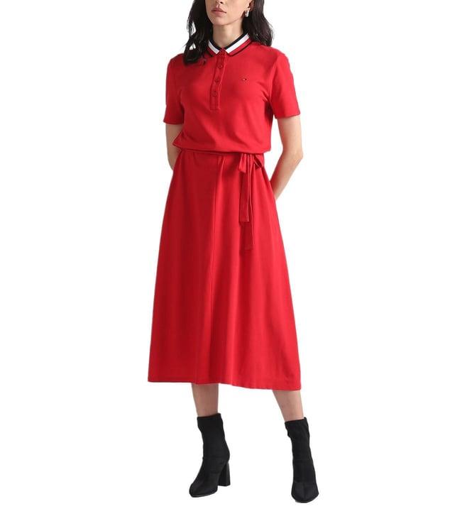 tommy hilfiger primary red slim fit dresses