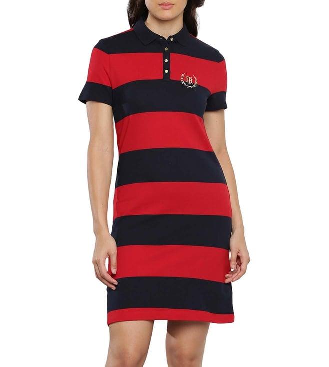 tommy hilfiger primary red stripes regular fit dresses