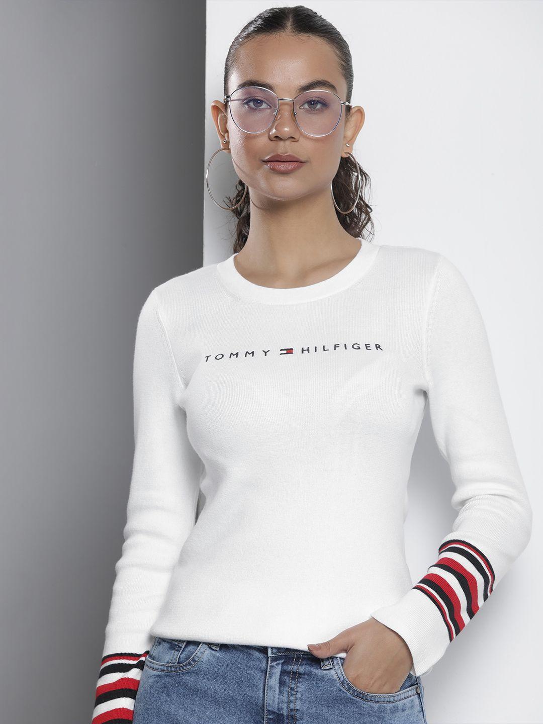 tommy hilfiger pure cotton brand logo embroidered detail pullover