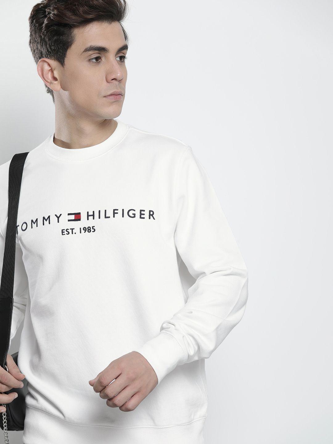 tommy hilfiger pure cotton brand logo printed casual sweatshirt