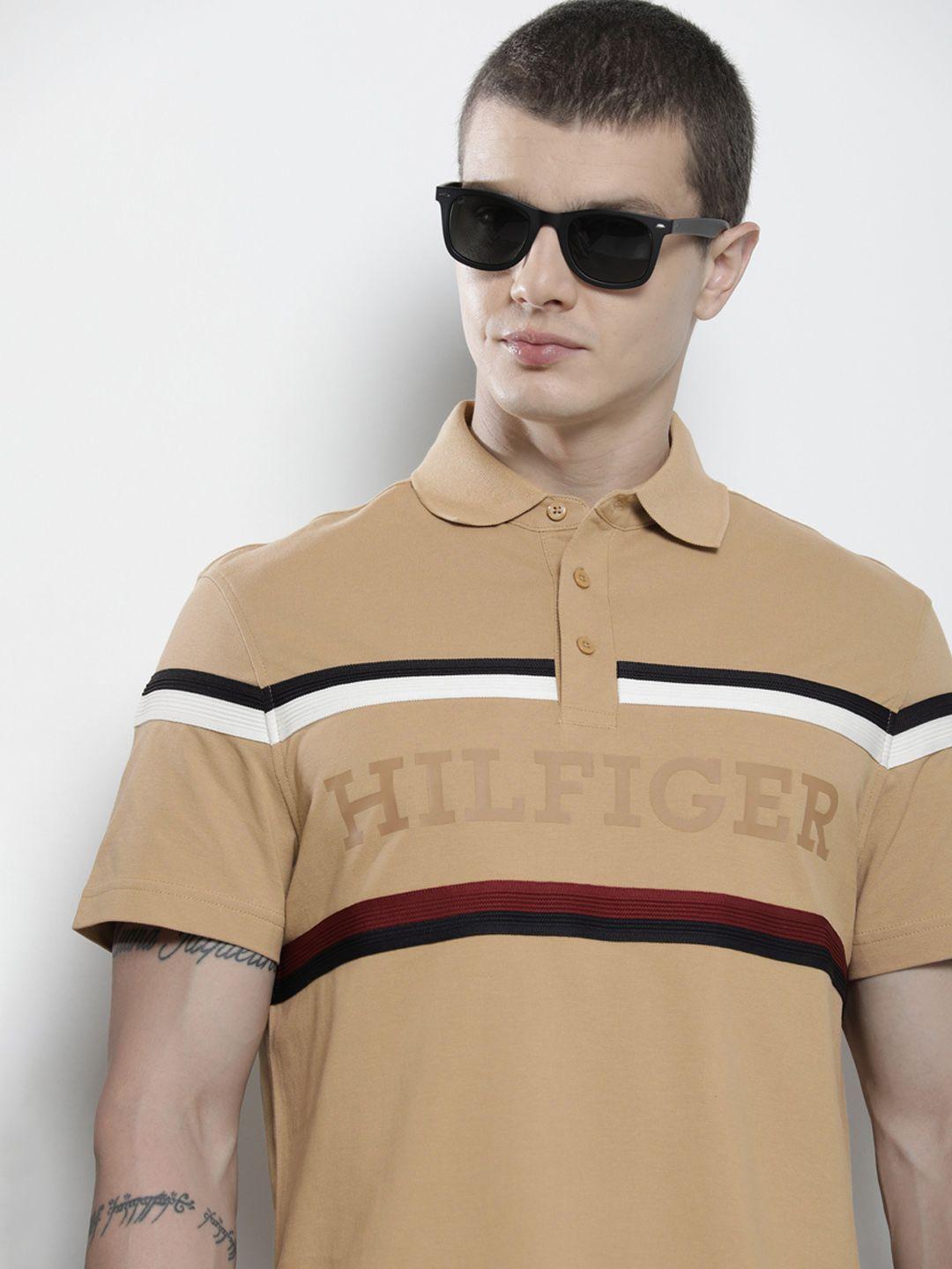 tommy hilfiger pure cotton polo collar striped casual t-shirt