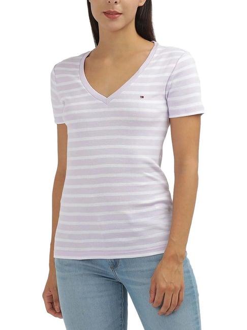 tommy hilfiger purple stripes regular fit t-shirt