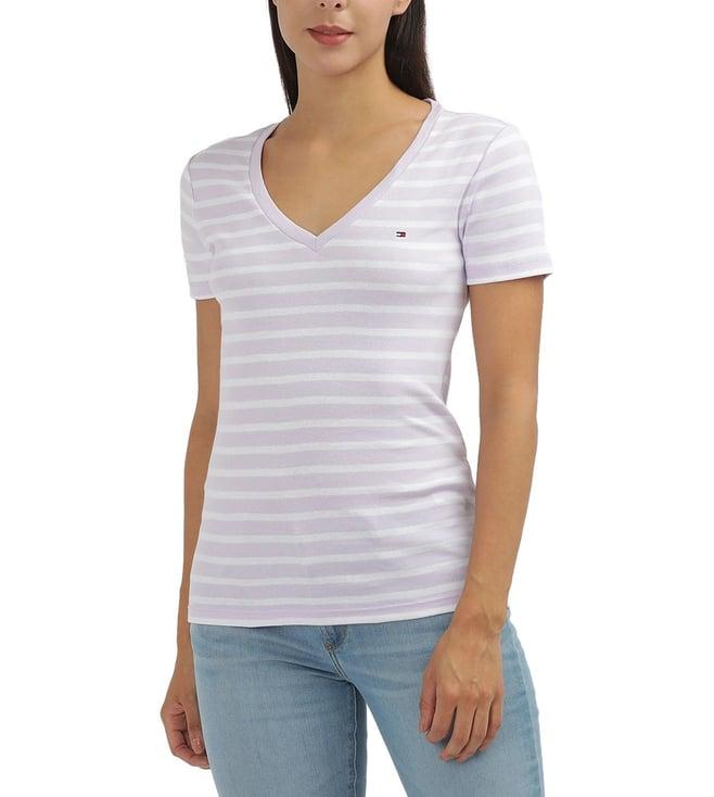 tommy hilfiger purple stripes regular fit t-shirt